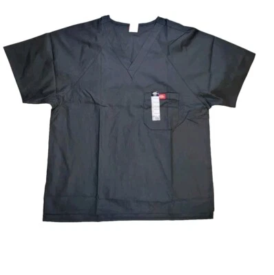 Dickies EDS BLK Signature Unisex V-neck Scrub Top Front Breast Pocket SZ Medium - Image 1 of 4