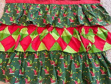 Vintage inspired Triple Ruffle Elf Hat Themed Christmas Half Apron Red Green