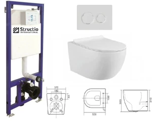 Suspendu mur WC kit sans bord de rinçage élément de prétexte toilettes avec lavabo Softclose - Photo 1/13