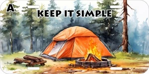 KEEP IT SIMPLE CAMP CAMPING OUTDOOR TENT ADVENTURE FISHING METAL LICENSE PLATE C - Picture 1 of 4