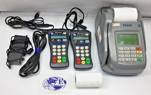 FIRST DATA 001302020 001628035 1x FD-200 2x FD-30 CREDIT CARD TERMINAL & PIN PAD - Picture 1 of 11
