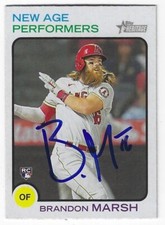 Signed Autographed BRANDON MARSH PHILLIES ANGELS 2022 Topps Heritage Card #NAP-2