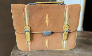 Los Altos Boots Collection Authentic Stingray Leather Light Brown Briefcase