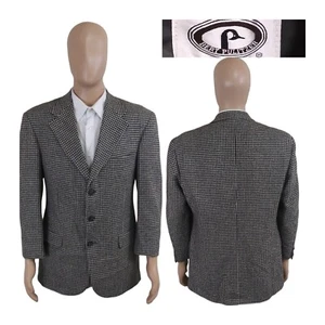 Vintage USA Bert Pulitzer BIG HOUNDSTOOTH Tweed Wool Blend Sport Coat Jacket 42S - Picture 1 of 9