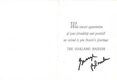 George Blanda Signed 1960s Official Raiders Team Christmas Card PSA/DNA LOA Auto - Image 1 of 4