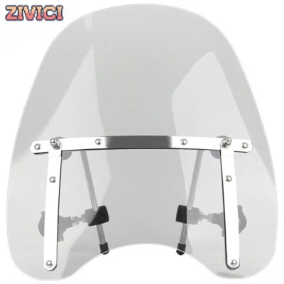 For Ducati Harley-Davidson 18"x16" Large Smoke Windshield 7/8'' 1'' Handlebar - Image 1 of 4