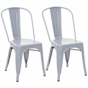 2er-Set Bistrostuhl HWC-A73, Stuhl Stapelstuhl, Metall Industriedesign, grau - Bild 1 von 7