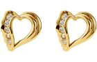 025Ct Round Lab Created Diamond Open Heart Stud Earrings 14K Yellow Gold Plated