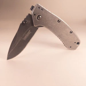 Kershaw Cryo Pocket Knife Hinderer Design Spring Assist Stonewash 1555BW 4.3oz - Picture 1 of 5