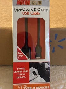 TYPE C SYNC AND CHARGE USB CABLE 4 FOOT CORD. (NEW IN BOX) - Picture 1 of 5