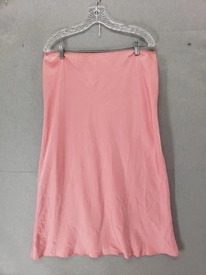 Asos Design Women Skirt 14 Pink 100% Polyester Pull On Satin Casual Fit Midi - Image 1 of 4