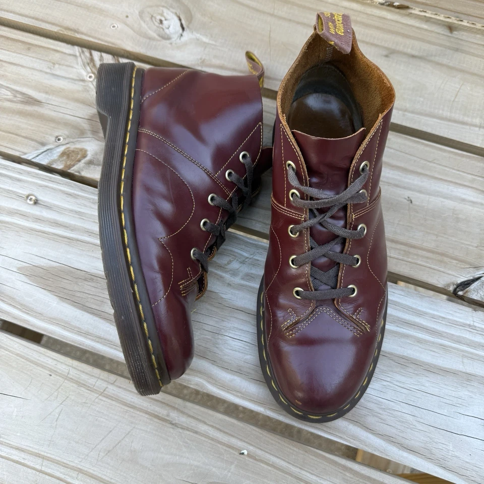 Mens Dr.Martens Dr.MARTENS CHURCH UK 8 Monkey Boots Church 5 Hole Boots Cherry - Image 1 of 4