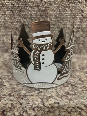 Bath & Body Works BBW Candle Holder for 14.5 oz Jar - Snowman Christmas Tree  - Image 1 of 4