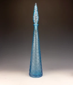 Vintage Empoli Blue Glass Genie Bottle - Mid Century Modern Design - Picture 1 of 7