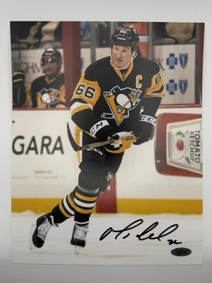 Foto autografiada firmada por Mario Lemieux de 8x10 con certificado de autenticidad Pittsburgh Penguins Foto 1 de 4