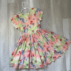 Morley Hibiscus Dress cotton textured knee length girls Pink (size 10) party - Picture 1 of 6