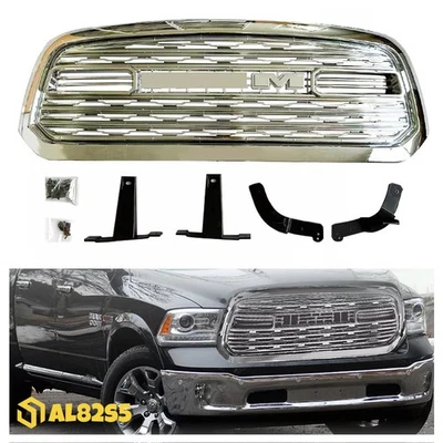 For 2013 2014 2015 2016 2017 2018 Ram 1500 LTD Style Front Grill Chrome W/Access Foto 1 de 4