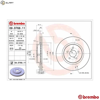 2x BRAKE DISC 09.D768.11 FOR SUBARU FB20W/FB20X/FB20C/FB20D 2.0L FB16A 1.6L XV - Image 1 of 4