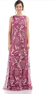 JS Collections Womens Embroidered Gown Dress, Dark Pink Sz 12. NWT GORGEOUS! - Picture 1 of 15