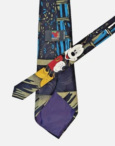 Disney Unlimited Mickey Mouse Library Books Men's Silk Tie Black Blue 4"x60" EUC - Picture 1 of 4
