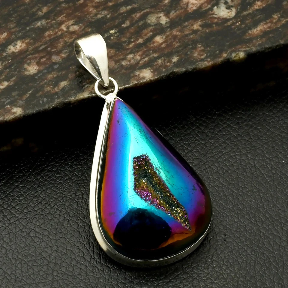 Этническая подвеска ручной работы из титана друзового камня ювелирные изделия для женщин 2,4 дюйма AP-38266 - Изображение 1 из 1