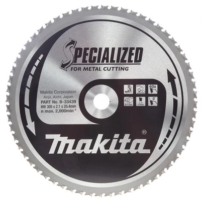 Hoja de sierra circular especializada Makita B-33439 para corte de metal 305 mm x 25,4 mm x