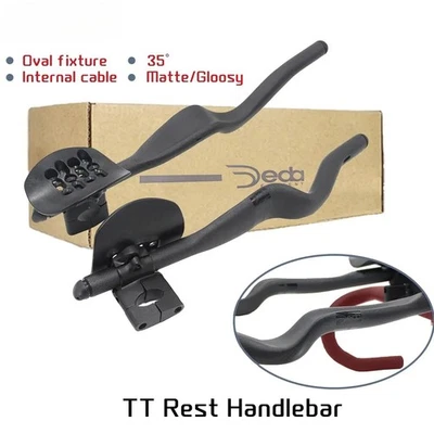 Manubrio 3K Full Carbon Road Bike Triathlon Time Trial 35° Extended TT Rest  - Immagine 1 di 4