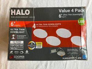 Halo HLBSL6099FS35-4PK LED 6” Ultra Thin Canless Downlight HLB 5000K, 4 Pack - Picture 1 of 8
