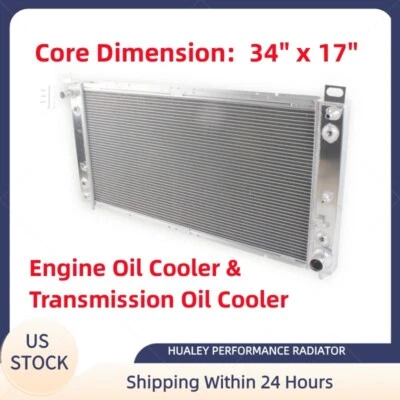 Aluminum Radiator For Chevy Silverado 1500 2500 Suburban Tahoe 4.8 5.3 6.0L 34" - Image 1 of 4