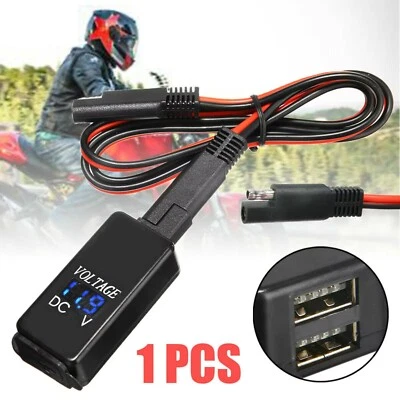 Cargador Doble USB SAE a USB Cable Adaptador Voltímetro Motocicleta para Celular GPS Foto 1 de 4