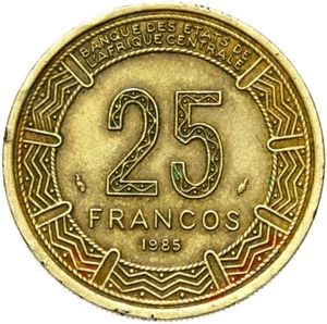French Equatorial Guinea Coin 25 Francs 1985 Paris RARE! - Picture 1 of 2