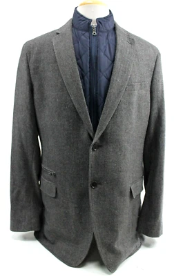 Banana Republic Men's Sport Coat 2 In 1 Zip In Vest Sz 44L Wool Herringbone Gray - Image 1 of 4
