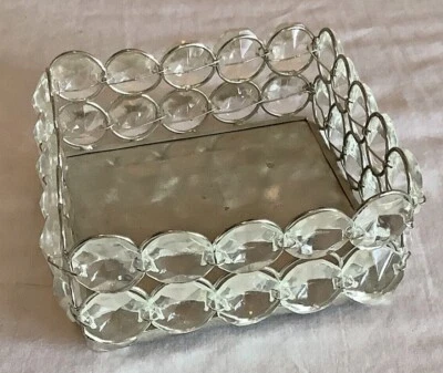 Candelabro Cuadrado Cristal Transparente Estrás 4X4 Baratija Tocador Plato Bandeja Foto 1 de 4