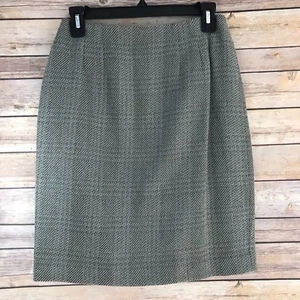 Linda Allard Ellen Tracy Skirt Womens 8P Petite 100% Wool A-Line Plaid Mid Rise - Picture 1 of 5