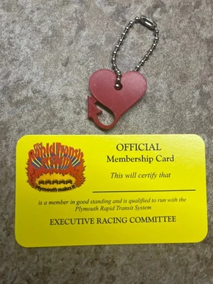 RETRO PLYMOUTH RAPID TRANSIT CLUB CARD & HEART KEY CHAIN COMBO