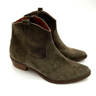 Botín informal occidental Madewell 1937 Sage Pull On Cremallera Cuero Gamuza Talla 9 Foto 1 de 4