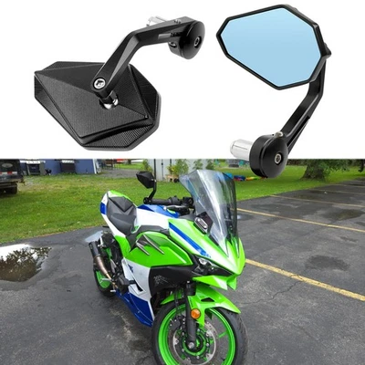 Espejos retrovisores de extremo de manillar de 7/8" 1"" para Kawasaki Ninja 500 400 300 250R 650 Foto 1 de 4