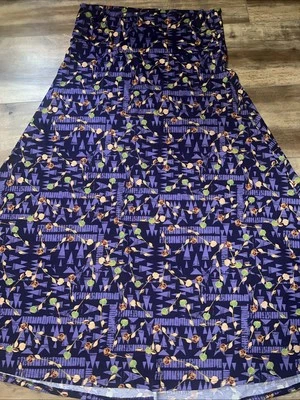 LuLaRoe MAXI Skirt Dress 2XL 2X 22/24 Purple Roses Triangle Aztec Floral 20/22 Foto 1 de 4