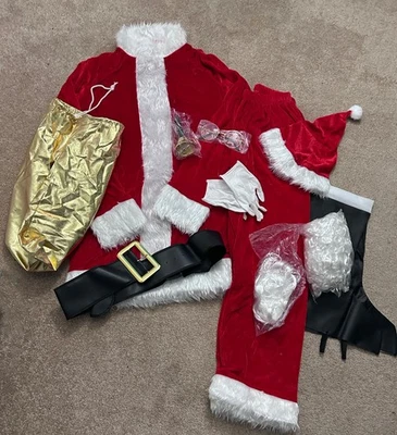 ¡Nuevo! Traje de Papá Noel de lujo para hombre 11 piezas. Disfraz de peluche para adulto, pequeño Foto 1 de 3
