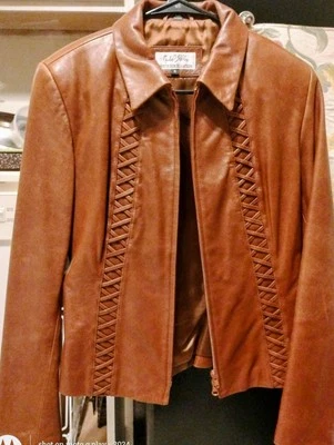 Bomber North Beach Leather by Micheal Holden Vintage L cuero con detalle de trenza Foto 1 de 3