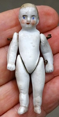 ¡ENCANTADOR! MUÑECO NIÑO Articulado MINIATURA BISQUE CHINO PORCELANA ALEMANA Antigua década de 1800 Foto 1 de 2