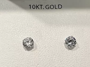 NEW! Renassiance Swarovski 10k White Gold Stud Earrings 6mm - Picture 1 of 7