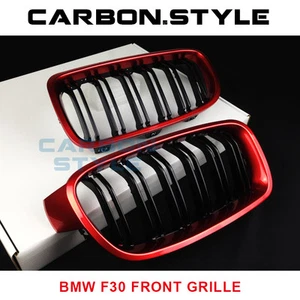 Parrilla delantera roja metálica brillante negra para BMW F30 F31 sedán 2012+ aspecto M3 - Imagen 1 de 4