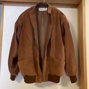 Christian Dior Corduroy Zip-Up Jacket Brown Classic Design Size M Authentic - Picture 1 of 24
