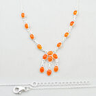 16.82Cts Natural Orange Cornelian (Carnelian) 925 Silver Necklace Jewelry U49465