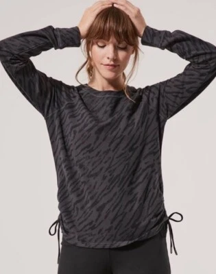 Sudadera Pact para mujer L tonal cebra cincha lateral pulóver gris algodón orgánico Foto 1 de 4