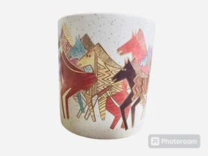 Tazza in gres di alloro Burch 1990 ""Cavalli nativi"" Made in Japan accenti d'oro - Foto 1 di 6