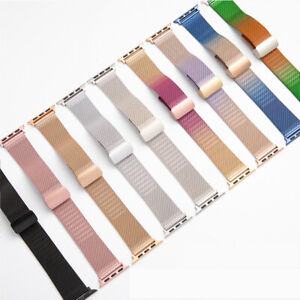 Bracelet de montre intelligente milanaise coloré fermoir magnétique pliable pour Apple Watch 8-1