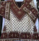 Vintage Cotton Red & White Dashiki Shirt Hippie Blouse Top Colorful, Barbados