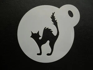 Stencil 60 mm design gatto spikey torta, biscotto, artigianato e pittura viso - Foto 1 di 1